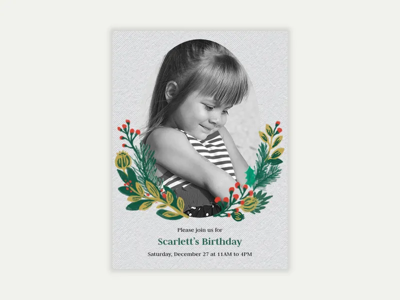 Winter Flora (Photo) Invitation free template design