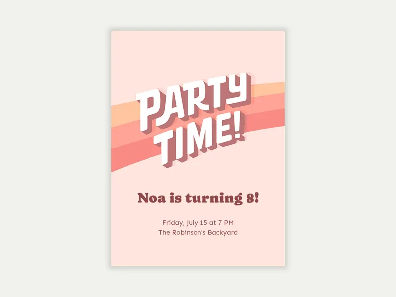 Party Time Rainbow - tween_birthday - Invitation
