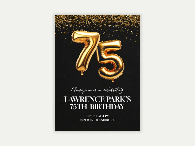 Golden Years Birthday - 75th_birthday - Invitation