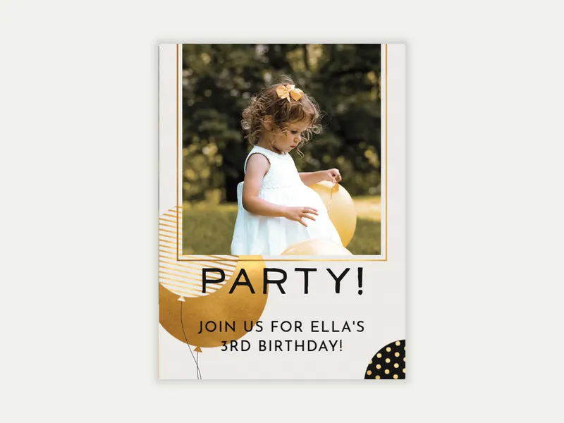 Golden Balloons (Photo) - birthday_save_the_date - Invitation