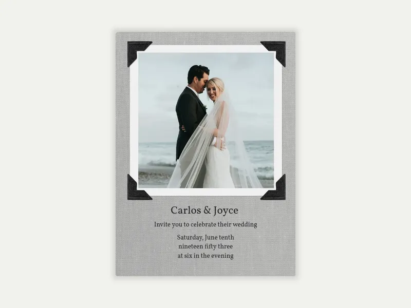 Basic Linen Frame (Photo) Invitation free template design