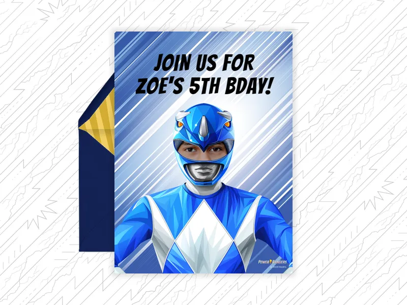 Power Rangers (Photo) Invitation premium template design