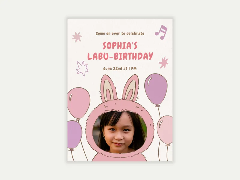 Fuzzy Friends (Photo) Invitation free template design