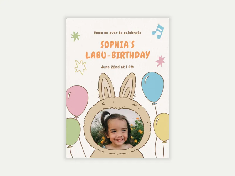 Fuzzy Friends (Photo) Invitation free template design
