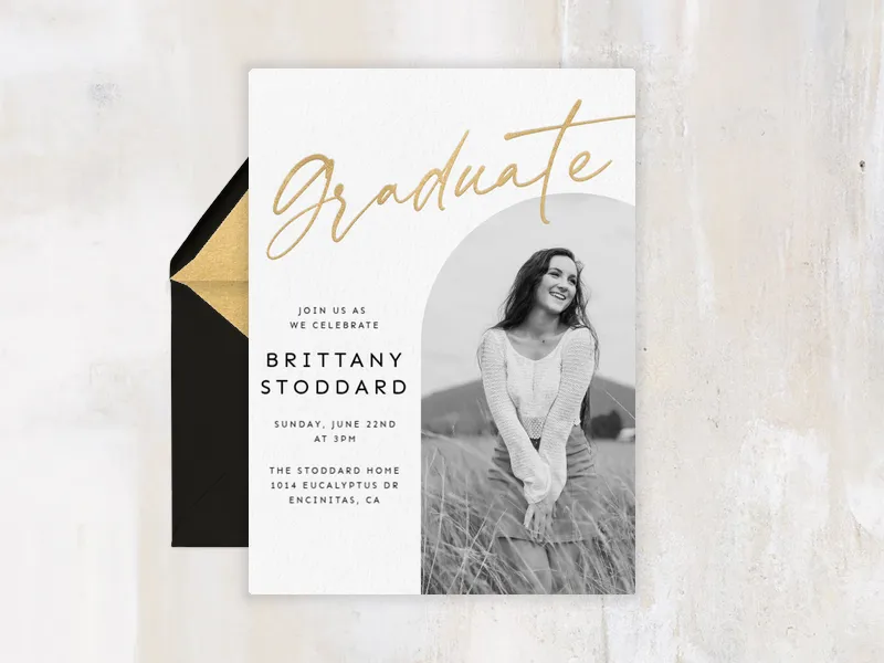 Modern Arch Graduate (Photo) Invitation premium template design