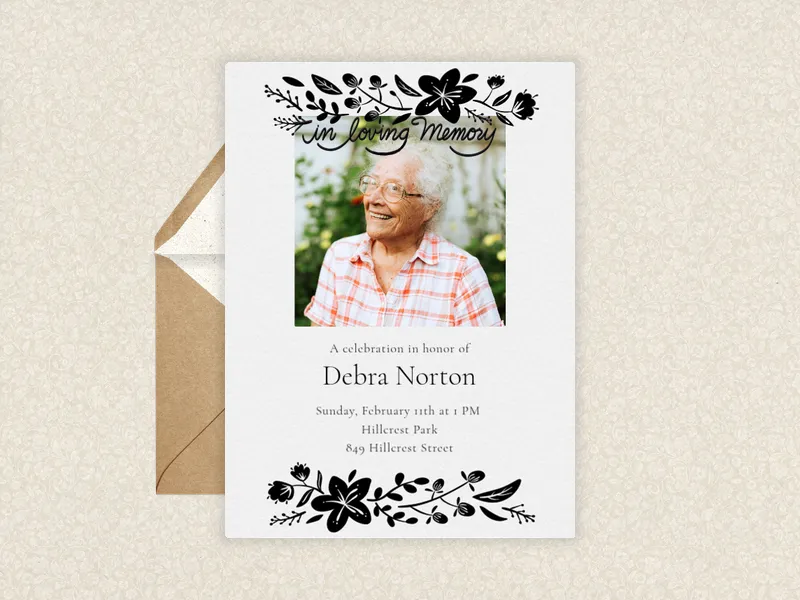 Black Floral Frame (Photo) Invitation premium template design