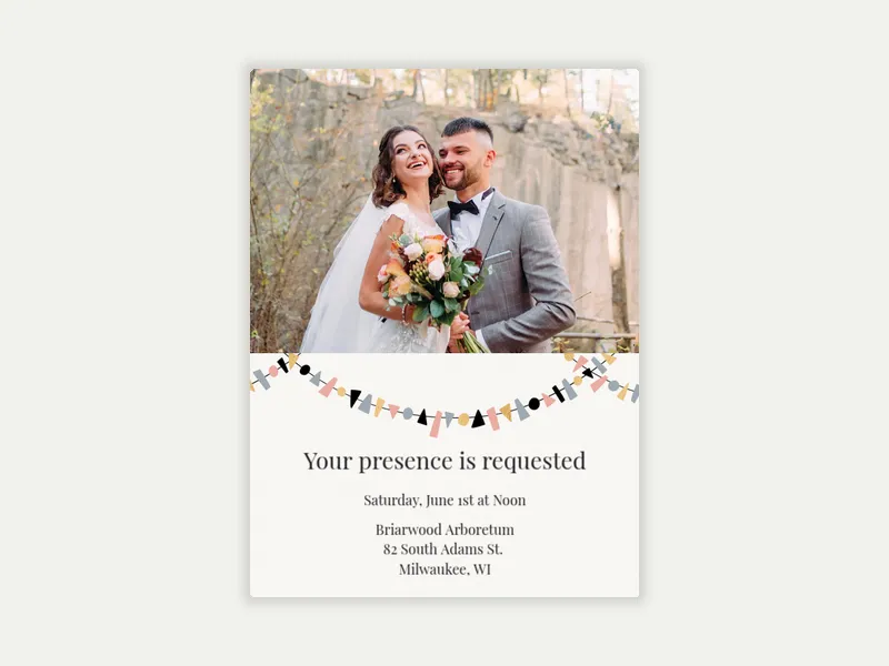 Confetti Bunting (Photo) Invitation free template design