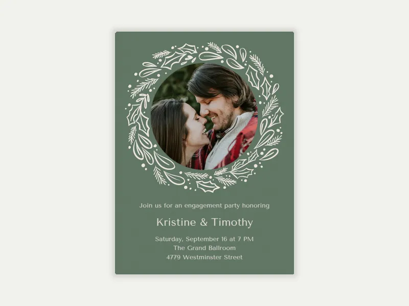 Holly Wreath (Photo) Invitation free template design
