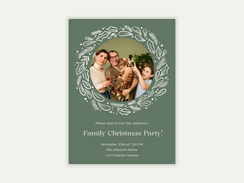 Holly Wreath (Photo) Invitation free template design