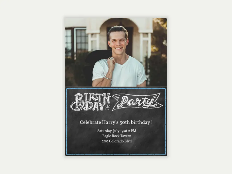 Party in Style Chalkboard (Photo) Invitation free template design
