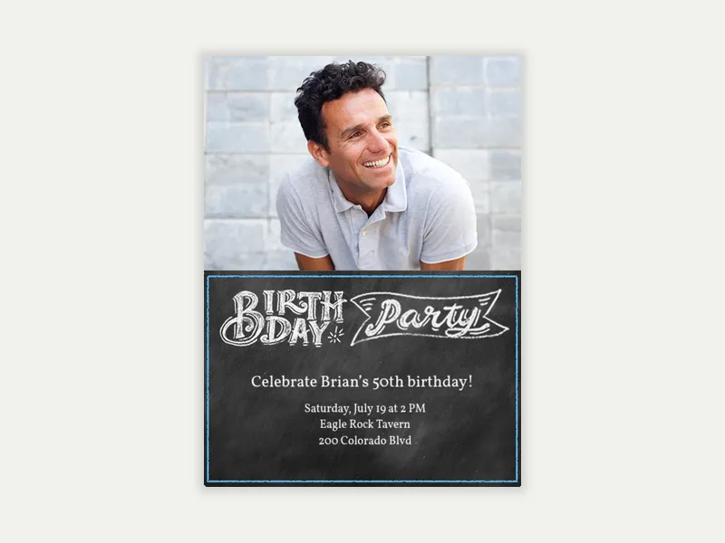 Party in Style Chalkboard (Photo) Invitation free template design