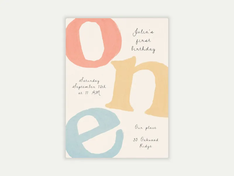 Letter Drop - babys_first - Invitation