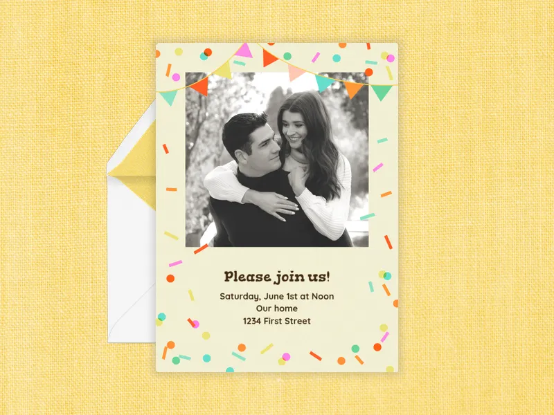French Vanilla Sprinkles Party (Photo) Invitation premium template design