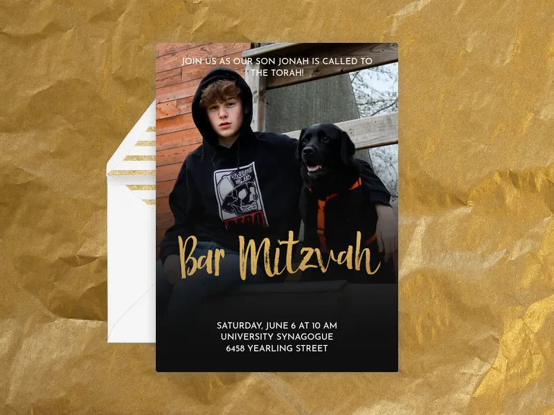 Mitzvah Lettering (Photo) Invitation premium template design