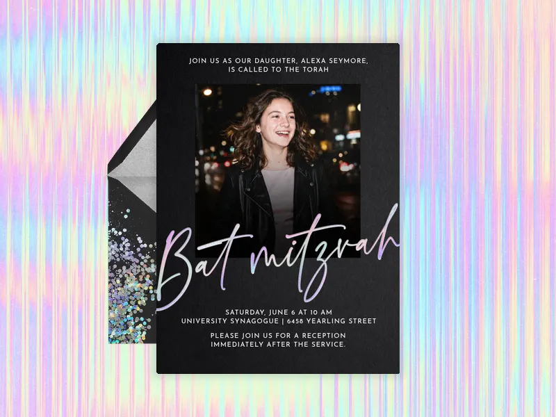 Mitzvah Lettering (Photo) Invitation premium template design