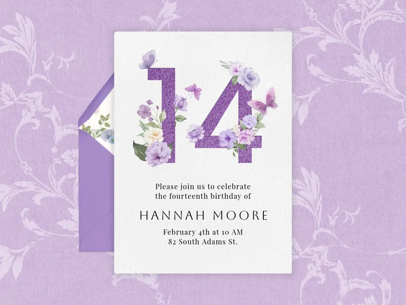 Mystical Blooms Birthday - 14th_birthday - Invitation