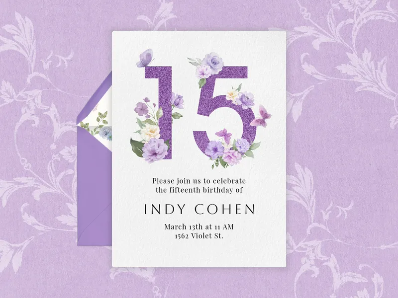 Mystical Blooms Birthday - 15th_birthday - Invitation