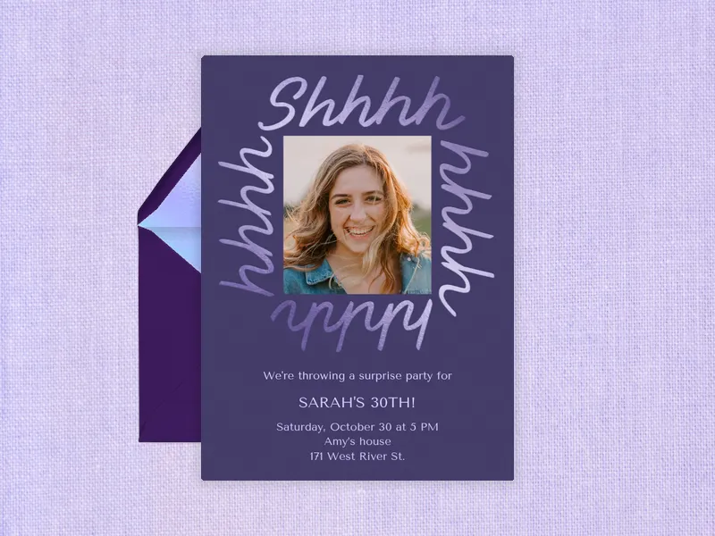 Shh! It's a Secret (Photo) Invitation premium template design