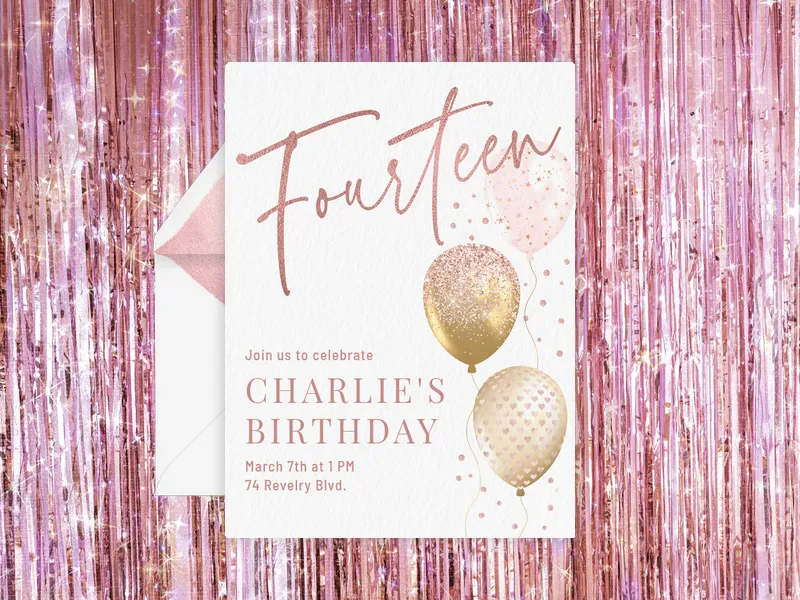 Simply Shimmering - 14th_birthday - Invitation
