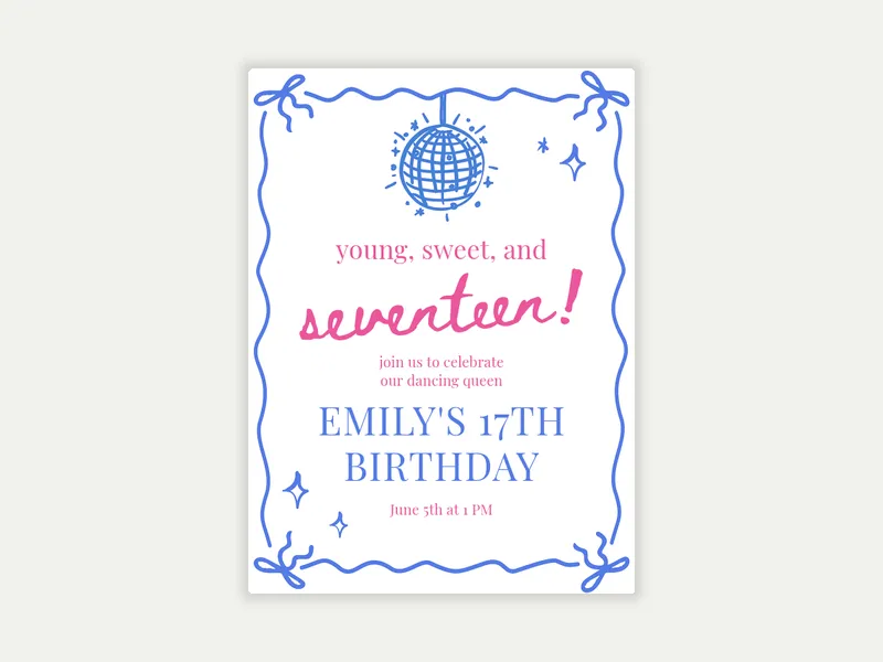 Disco Doodles - 17th_birthday - Invitation