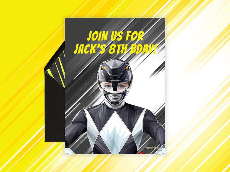 Power Rangers (Photo) Invitation premium template design