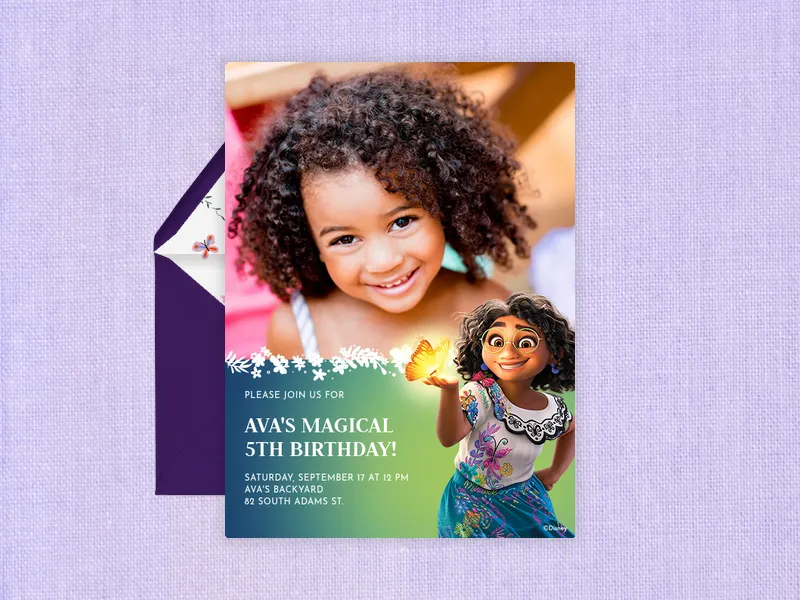 Disney's Encanto: Mirabel & Butterfly (Photo) Invitation premium template design