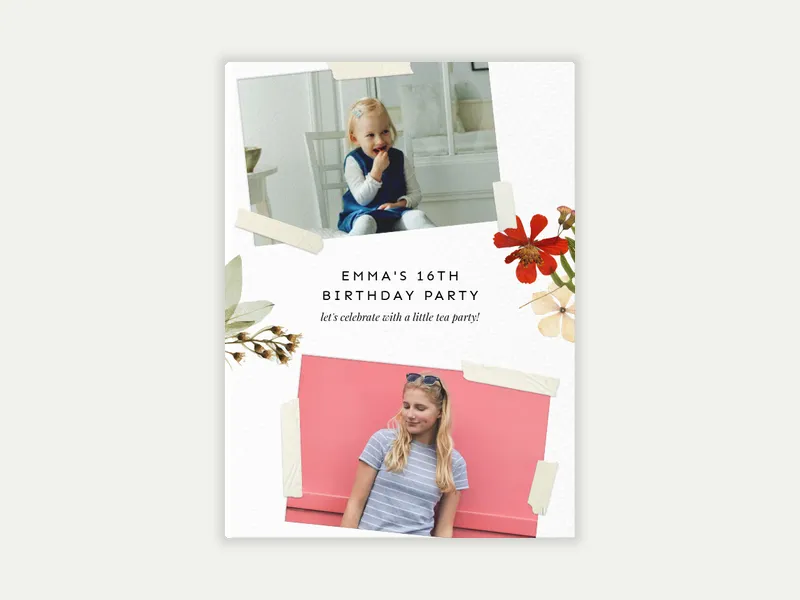 Photos and Flowers (Photo) Invitation free template design
