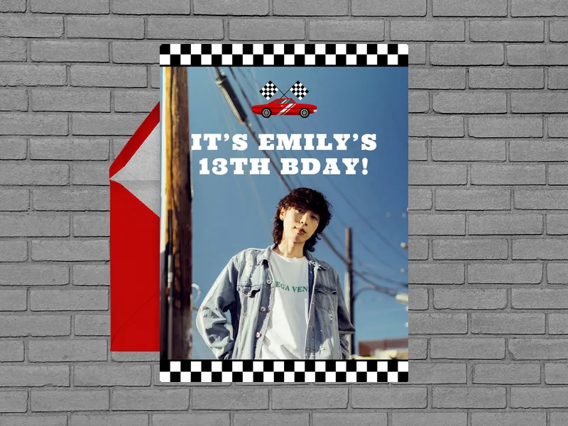 Race Car (Photo) Invitation premium template design