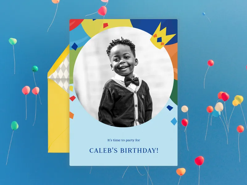 Balloon Prince (Photo) Invitation premium template design