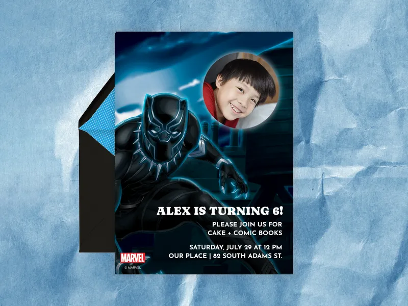Marvel’s Black Panther: Cityscape (Photo) Invitation premium template design