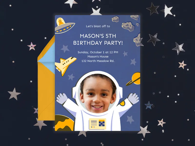 Blast Off (Photo) Invitation premium template design