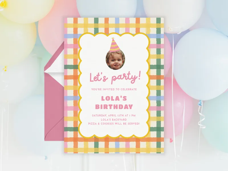 Super Stripey & Checkered (Photo) Invitation premium template design