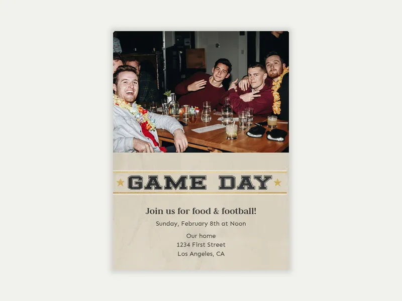 Football Party (Photo) Invitation free template design