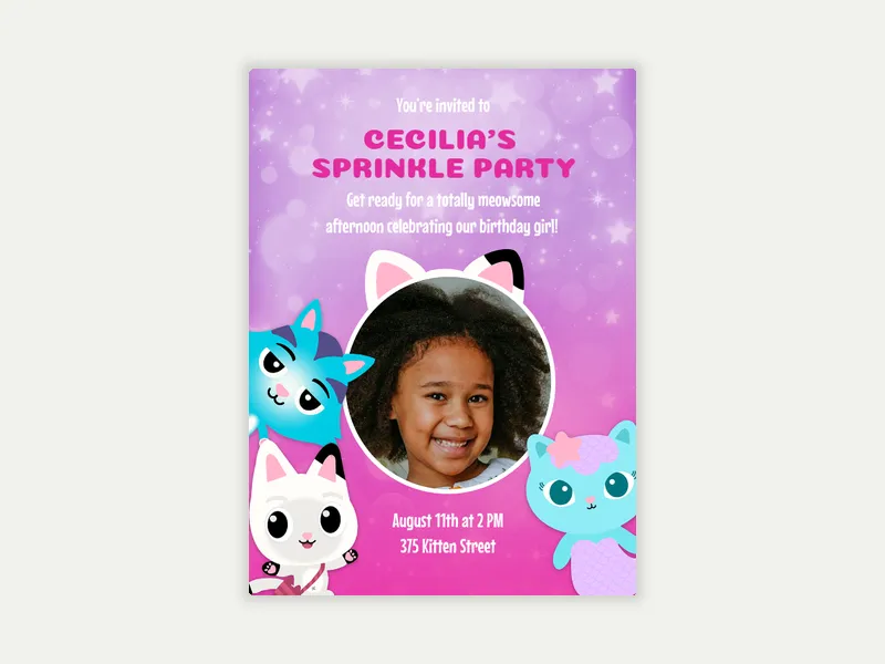 Kitty Crew (Photo) Invitation free template design
