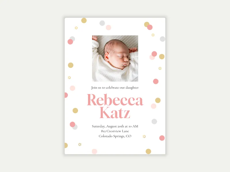Confetti Mitzvah (Photo) Invitation free template design