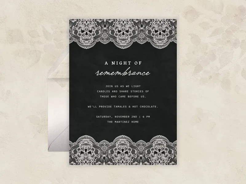 Lace Skull - dia_de_los_muertos - Invitation