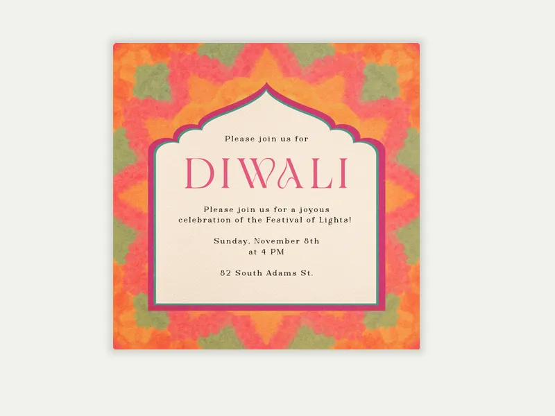 Vibrant Rangoli - diwali - Invitation