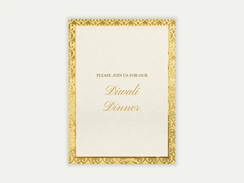 Gold Embossed Dinner - diwali - Invitation