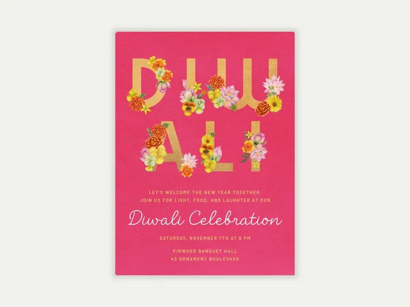 Floral Diwali - diwali - Invitation