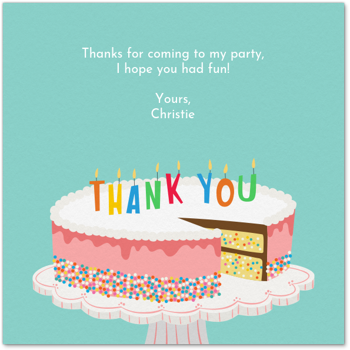 Birthday Cake Sprinkles Thank You Card