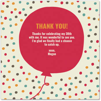 Balloon Thanks Card