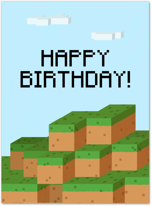 Pixel Video Game Birthday Card