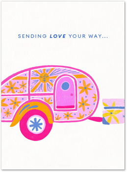 Bright Retro Cars Sending Love Card by CatCoq Card
