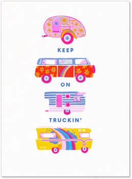 Bright Retro Cars Truckin' Card by CatCoq Card