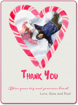Candy Cane Heart Thanks Card