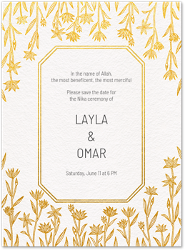 Gold Flora Border (Save the Date) Card