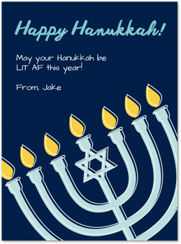 Lit Hannukah Card