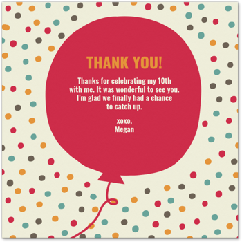Balloon Thanks Card