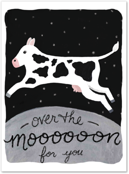 Over the Moooooon Card by Slightly Stationery Card