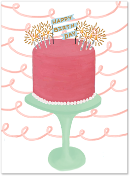 Pink Cake Card by Slightly Stationery Card